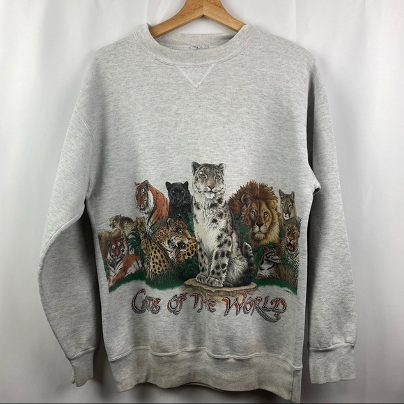 Vintage Cat Sweater Oversized Medium 